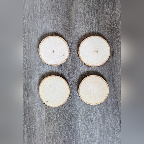 4 Rustic Linden Tree Wood Coasters - Picture 5 of 6